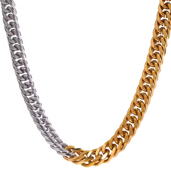Two-Tone Silver and Gold Chain Necklace